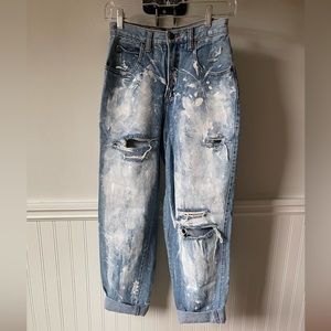 Custom painted high waisted jeans